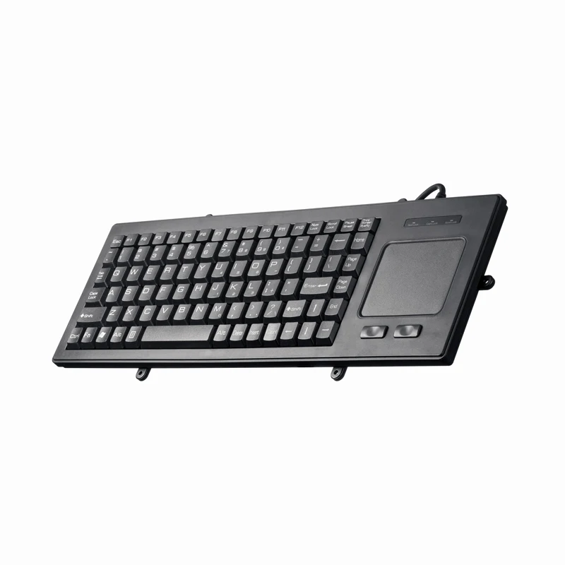 88 Keys Panel Mount Plastic Industrial Keyboard with Trackpad and Buttons for Left and Right Click Functions