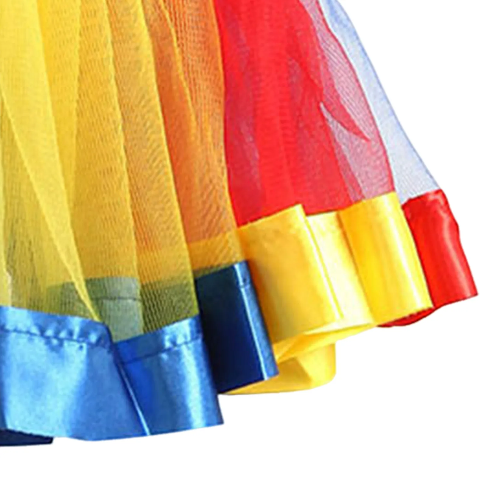 ملابس طفلة توتو تنورة قوس قزح الساتان تقليم تول تنورة مع القوس هالوين كرنفال حفلة تأثيري فستان بتصميم حالم زي