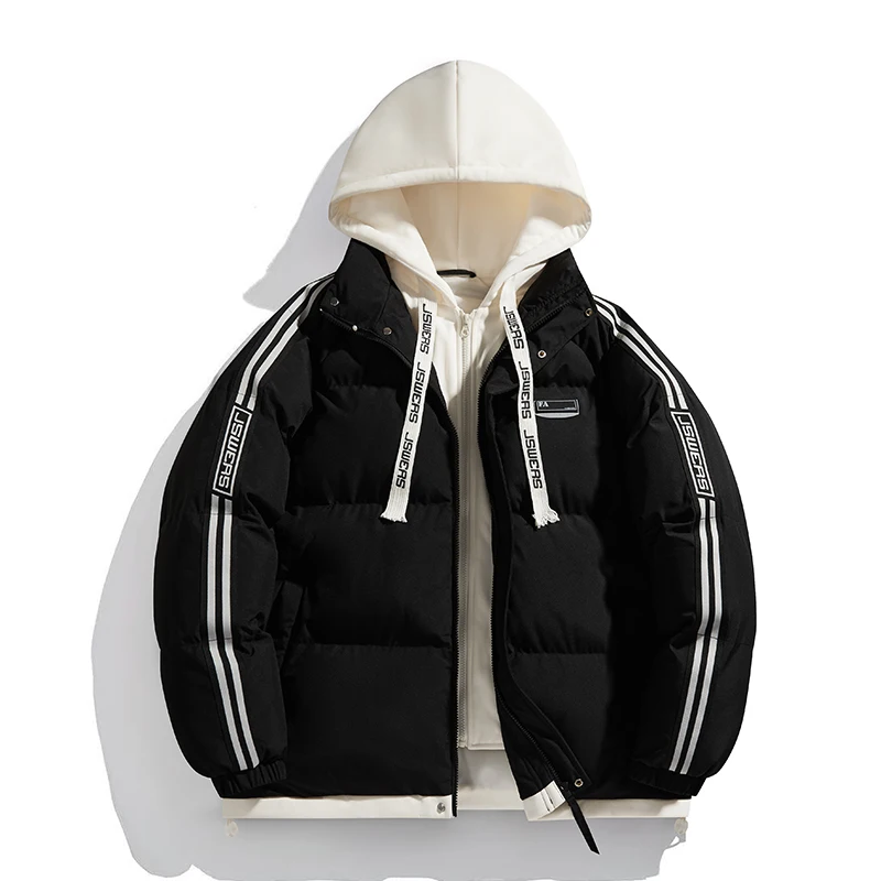 Новая однотонная куртка с капюшоном в парном стиле, осенне-зимняя модная куртка из двух предметов с капюшоном, ветрозащитная утолщенная теплая стеганая куртка