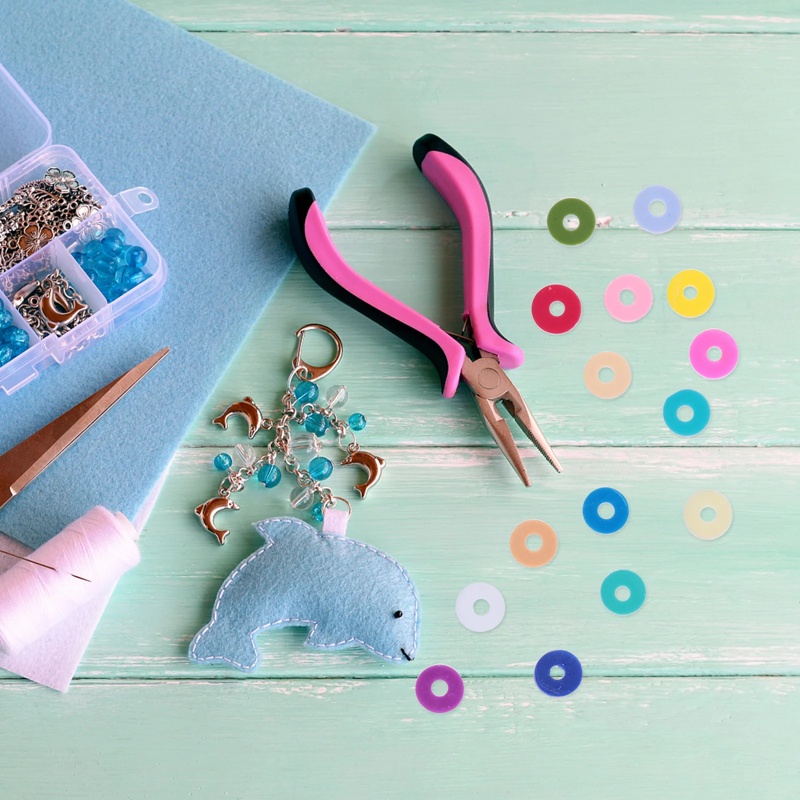 1 صندوق 6 مللي متر الملونة جولة حبيبات صلصال DIY بها بنفسك مستلزمات صناعة المجوهرات شقة فضفاض الخرز للمشروعات الحرفية سوار قلادة