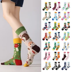 Calcetines hasta la rodilla de tubo medio y alto, estilo ins francés, ilustración retro, calle abstracta literaria, moda de algodón