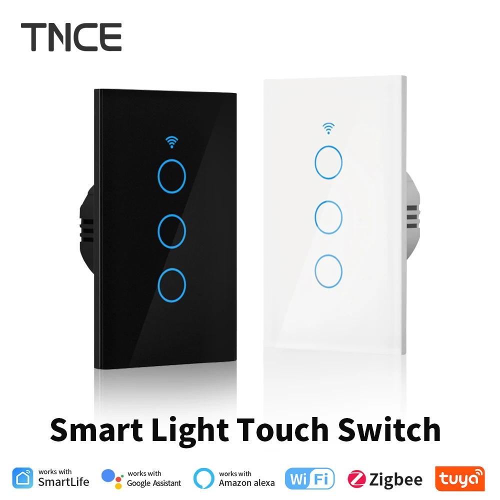TNCE Tuya Wifi/Zigbee مفتاح الإضاءة الذكي الولايات المتحدة اللمس الجدار التبديل سلك محايد/لا سلك محايد المطلوبة المنزل الذكي أليكسا جوجل المنزل