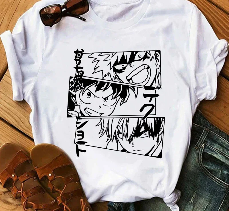 Japanese Anime My Hero Academia Graphic Print T Shirt Fashion Casual Crew Neck Short Sleeve Plus Size T Shirt Women