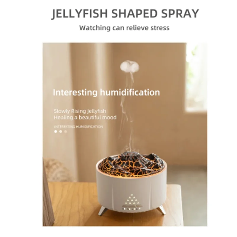 A97G для увлажнителя вулкана, диффузор пламени, огненные ароматические масла для дома, мини-увлажнитель воздуха для курения медузы, туманное кольцо (A), вилка европейского стандарта Dura