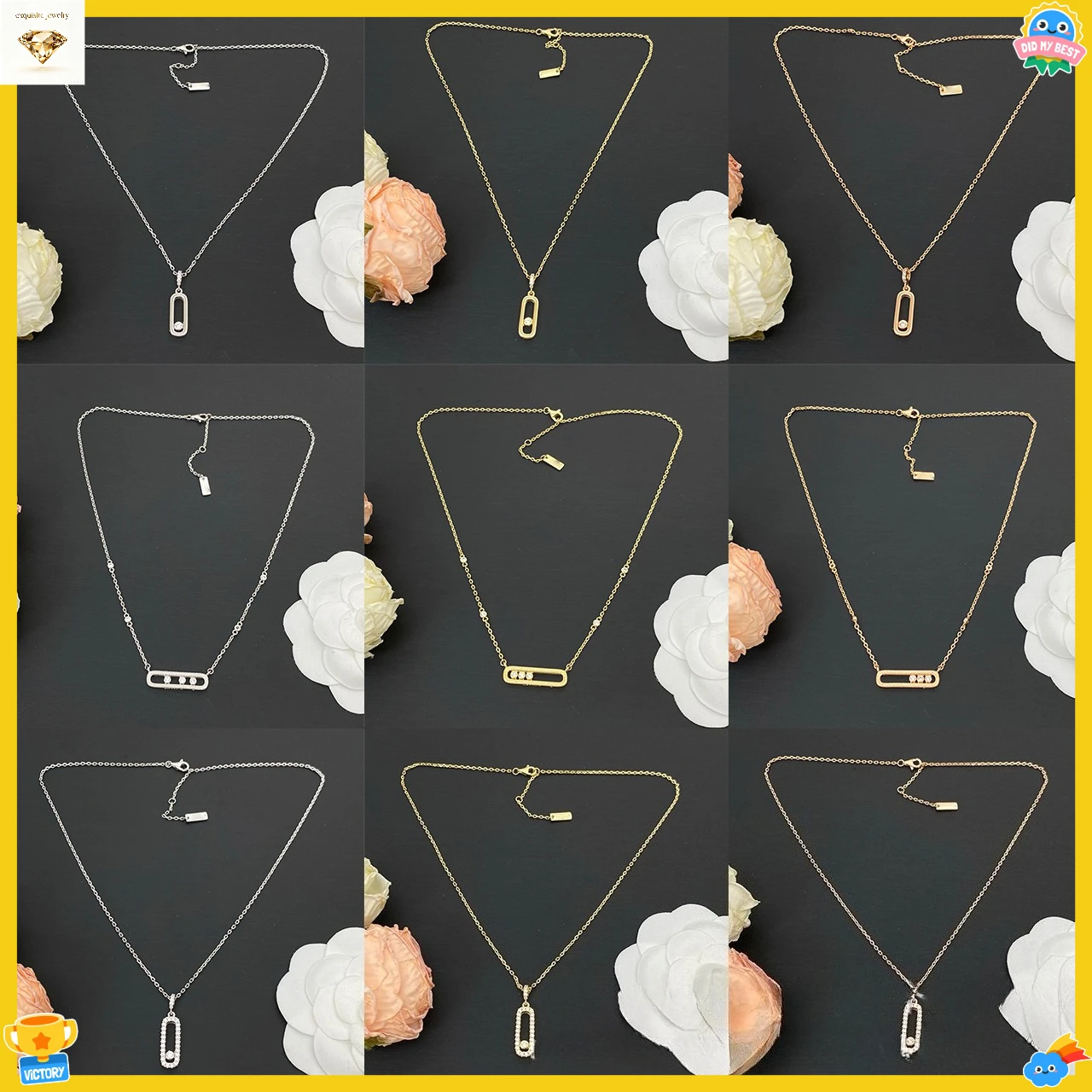 

Stainless Steel Sporty Bamboo Chain Oval Protective Pendant Necklace for Women Gift