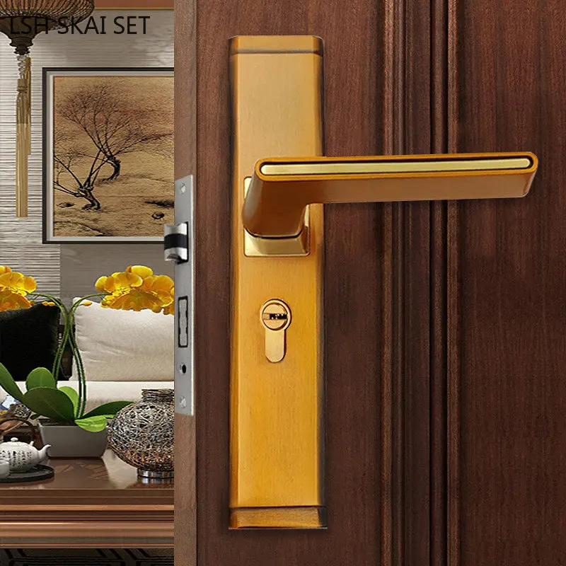 Antique Aluminum Alloy Mute Door Lock Bedroom Security Gate Locks Indoor Universal Hardware Door Handle Deadbolt Lockset