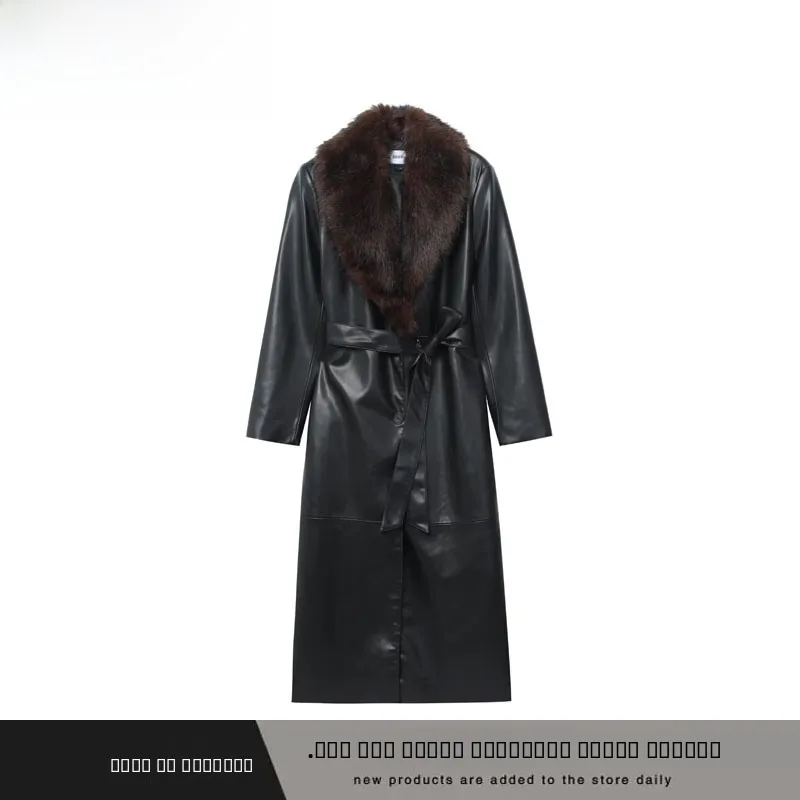 Autumn Winter New Arrival Women's Street Sle Long Coat Jaet Removable Collar Polyester Fiber 00% Big Ci Faion