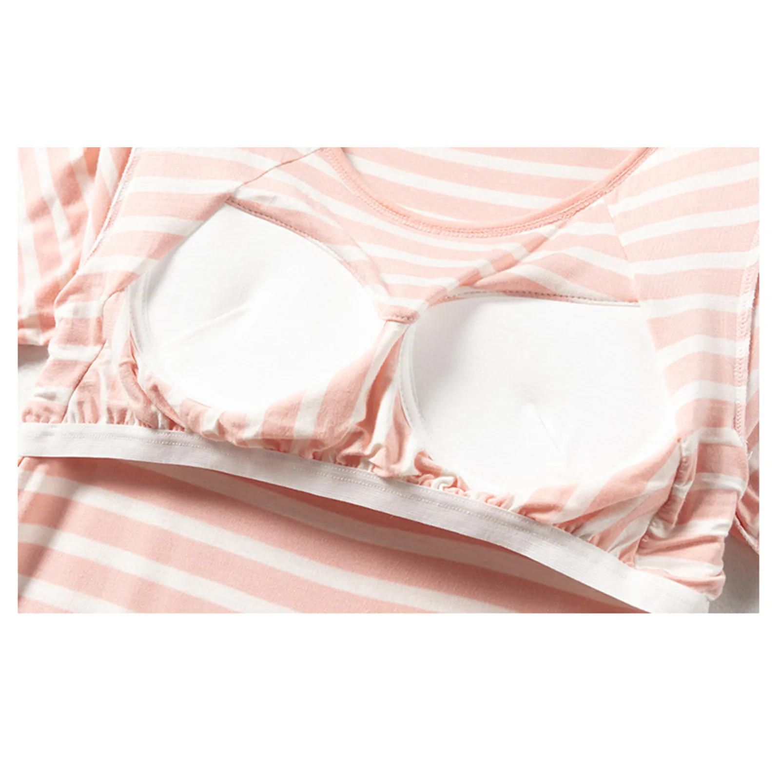 2025 Summer Striped Bralette Top for Women - Round Neck Built-in Chest Pad Cool Sleepwear Leisure Home Loungewear