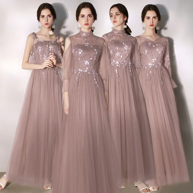 Reject Return J110 Bridesmaid Dresses 2024 Fashion Girl Princess Women Lace Up Back Mesh Tulle Graduation Wedding Party Dress