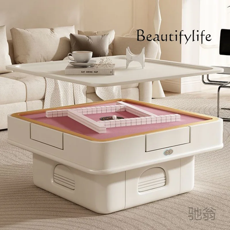 Pink Mahjong Table Coffee Table Automatic All-in-One Machine Dual-Use Living Room Home Multi-Function Lifting