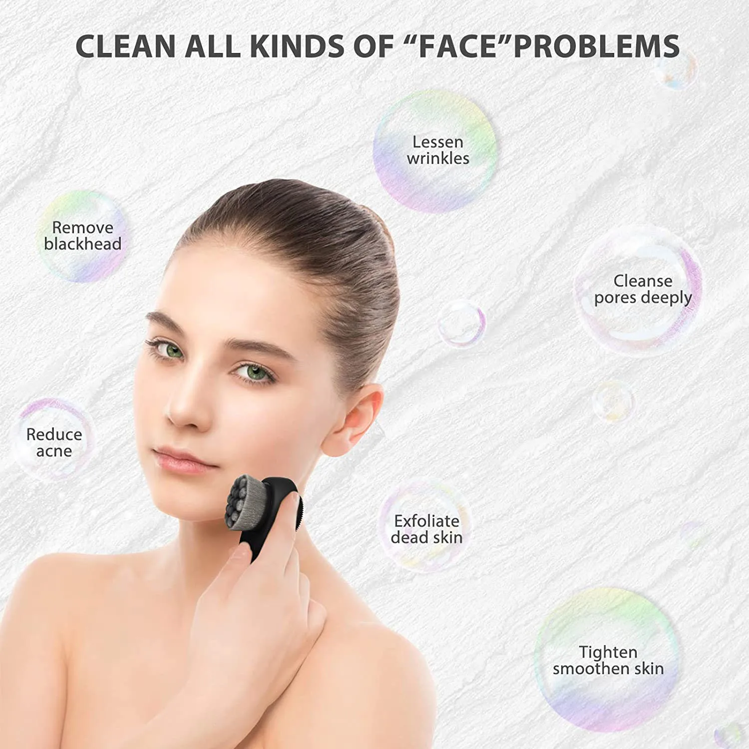 Silicone Face Scrubber Cleaner Brush Soap Bubbles Handheld Facial Exfoliating Brush Soft Scrubber Black Cleaning Pore