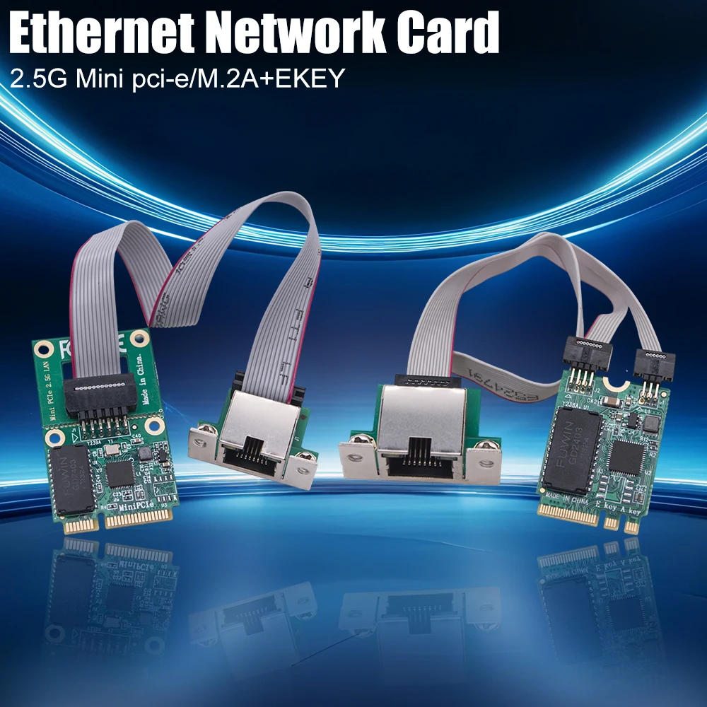 

M2 RJ45 Network Adapter RTL8125BG Chip M.2 Gigabit Ethernet Network Card 2.5G/1000/100Mbps PCIE Bus Network Card