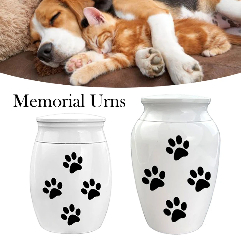 Urnas unissex de aço inoxidável, joias para cremação de pata de cachorro, suporte para cinzas, urna memorial para animais de estimação, jarra de lembrança funerária