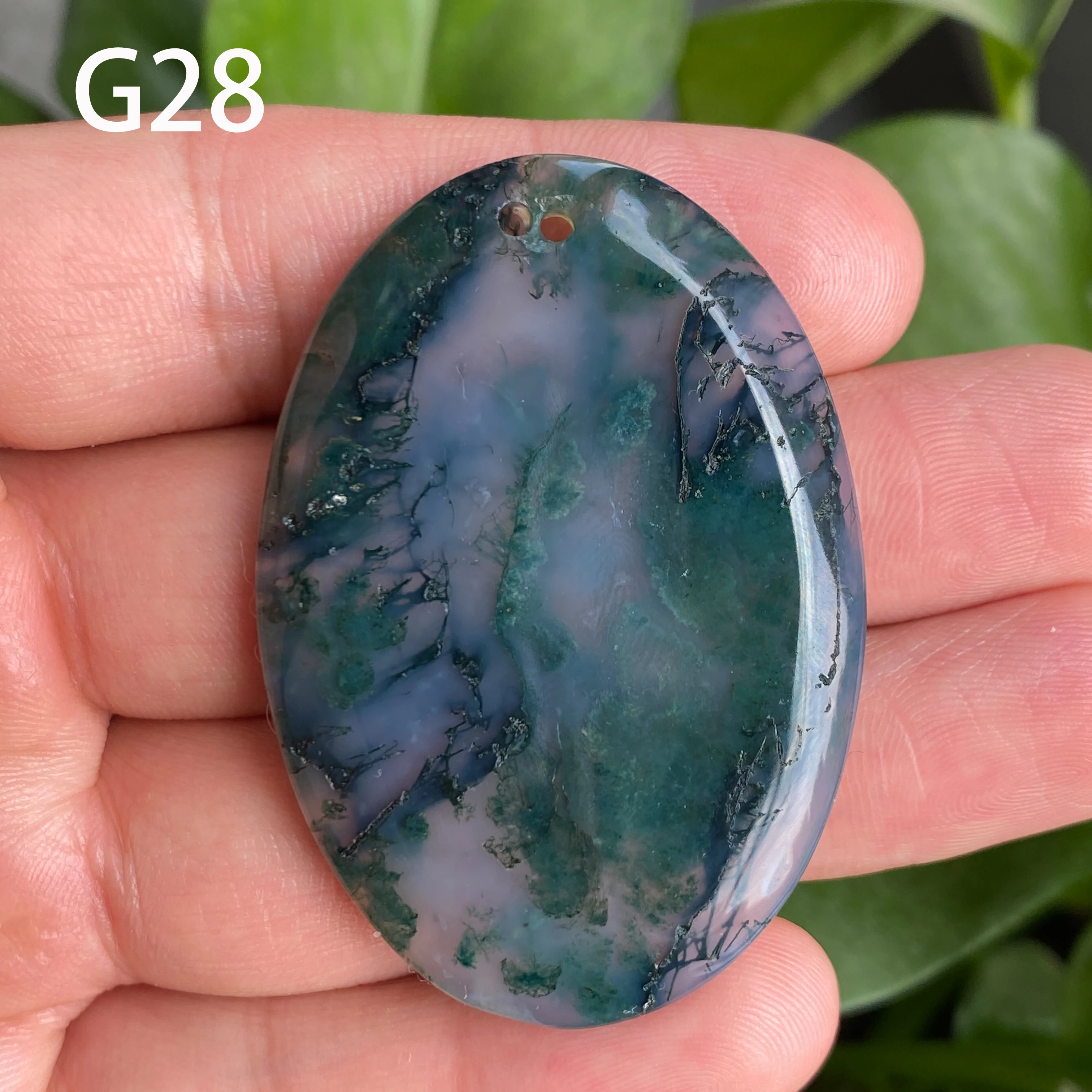 Natural Oval Shape Carnelian Crystal Pendant Moss Agate Rock Jewelry Rough Polished Quartz Stone Gift for Healing Decoration - view 6