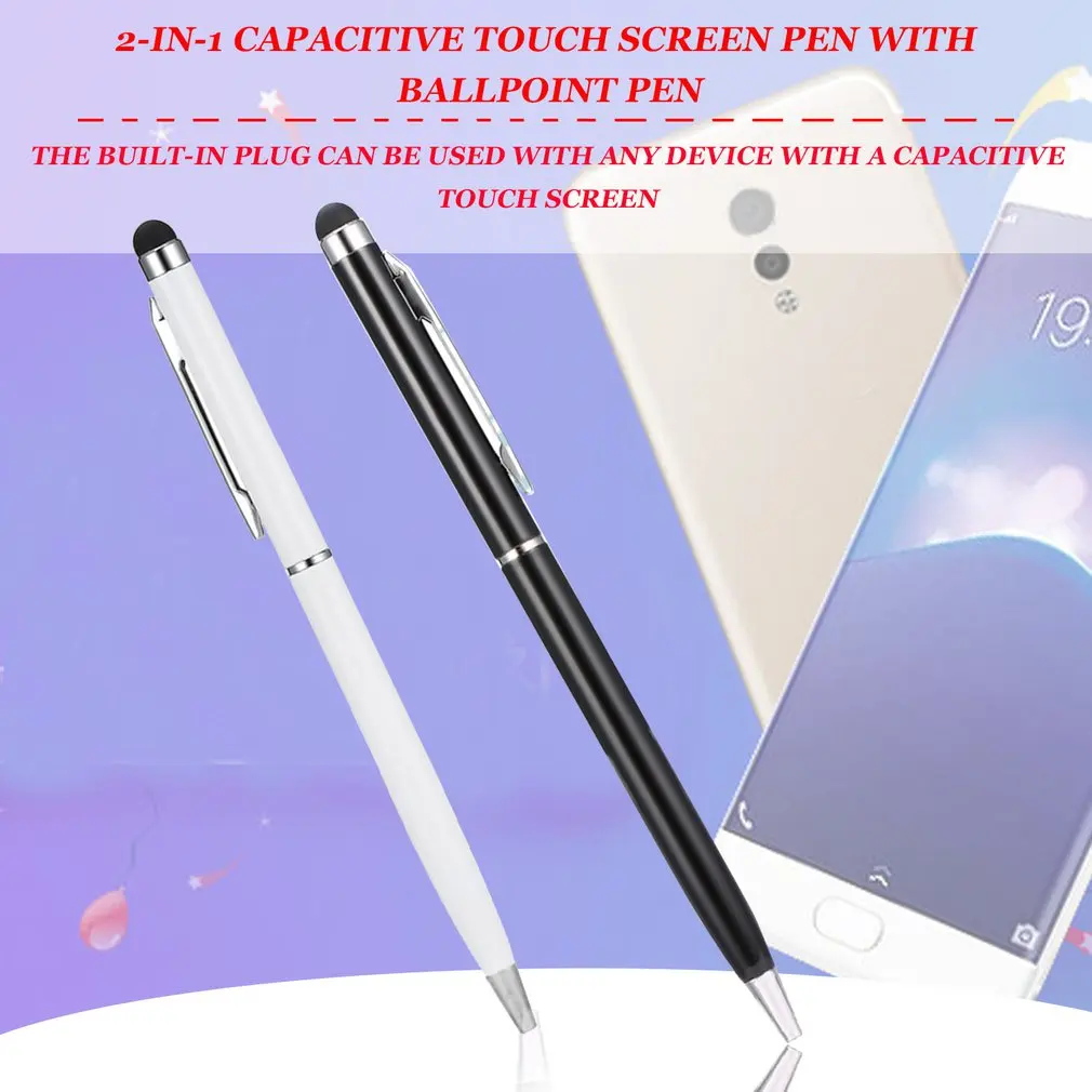 2 in 1 Multifunction Stylus Pen For Iphone Smartphone Android Tablet Thin Tip Capacitive Pen Touch Screen Drawing Pencil Note To