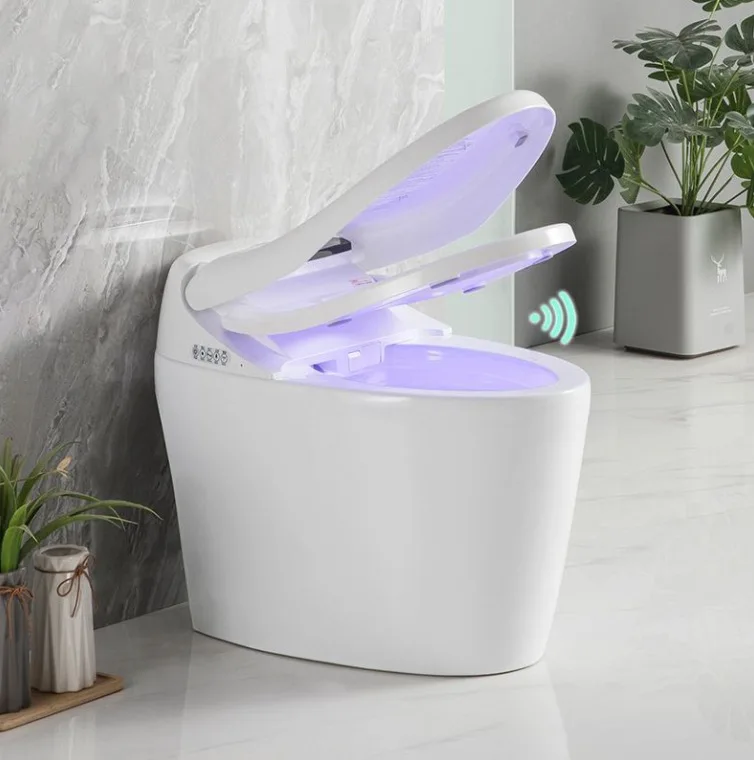 Screen display intelligent one-piece toilet, energy saving and temperature regulation intelligent induction ceramic automatic