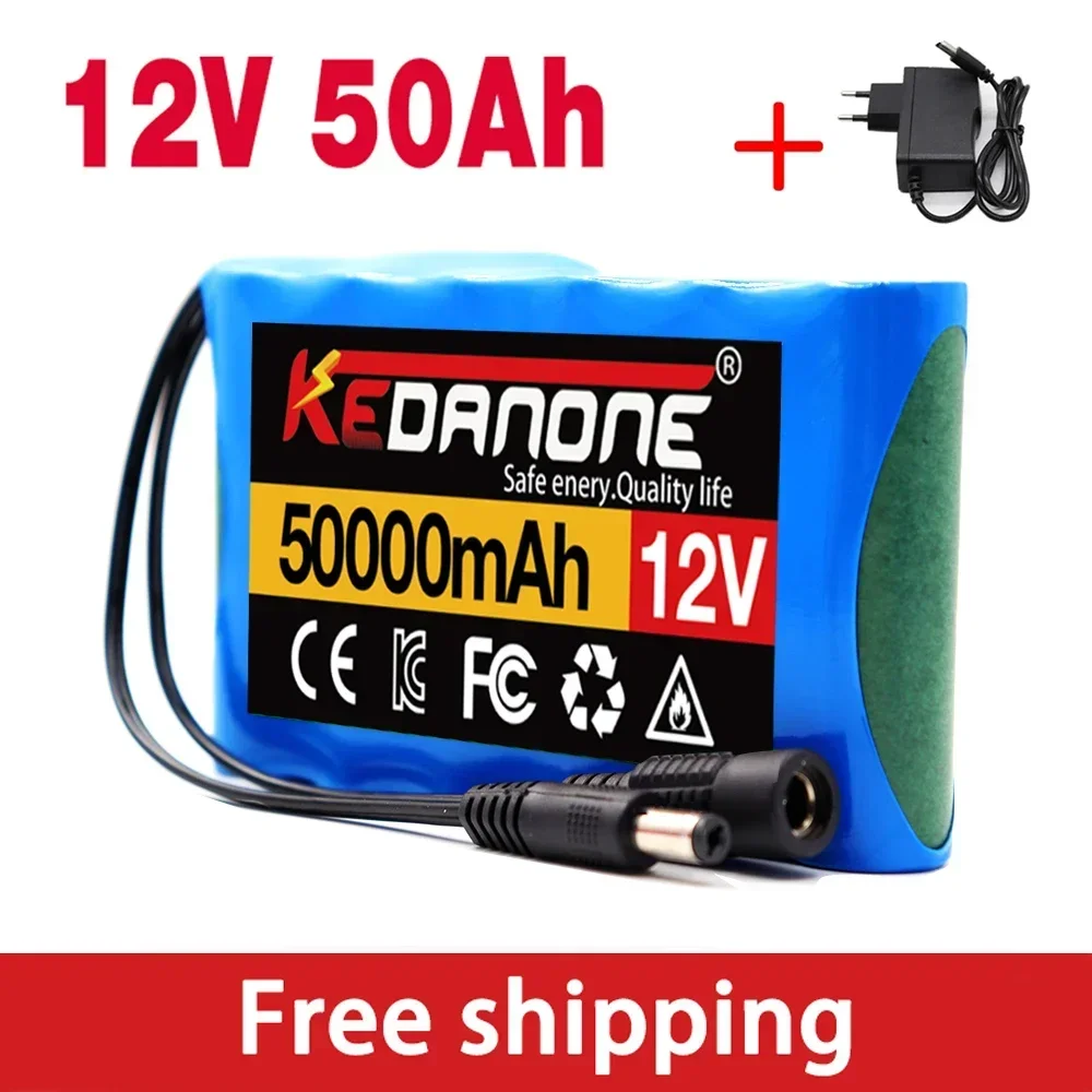 

18650 3S2P 12V 50000mah Original Lithium Ion Battery DC 12.6V 50Ah Rechargeable CCTV, Camera Monitor Replacement Battery + Charg