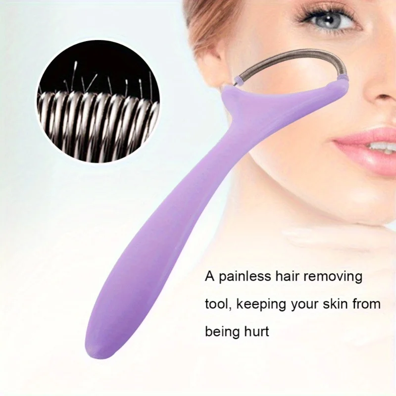 Portable Facial Hair Remover with Fine Fuzz Removal - Gentle Spring Manual Tool for Forehead Chin Cheeks, Safe Precise Grooming