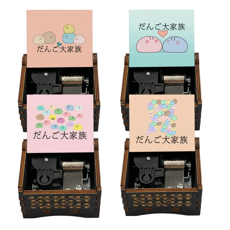 New Kawaii Dango Daikazoku Wooden Music Box Color Printed Furukawa Nagisa Family Wind Up Movement Musical Gift for Girls Boys