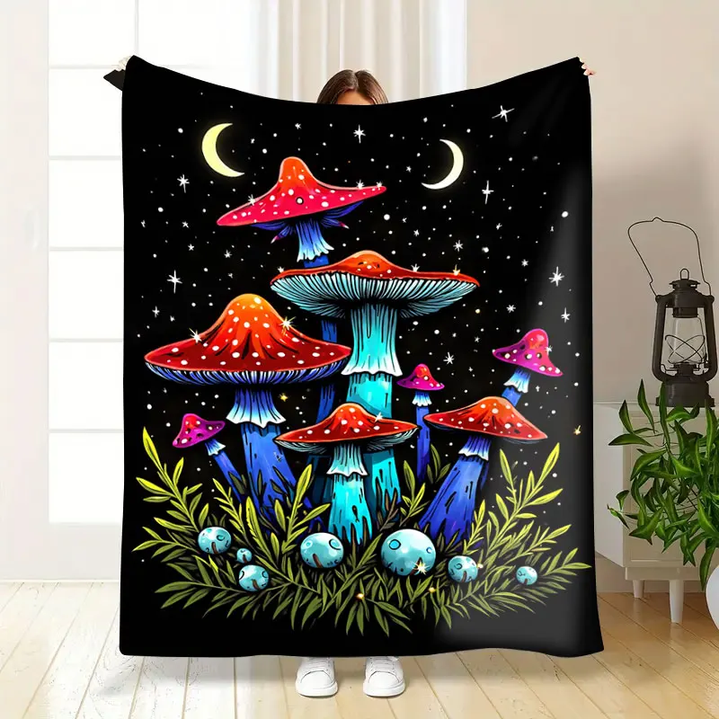 1 قطعة بطانية الفانيلا بطانية الفطر مخدر مع تصميم السماء الليلية المرصعة بالنجوم