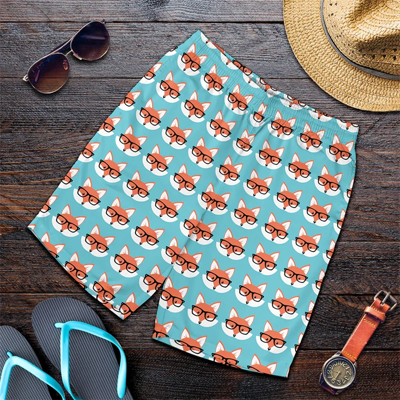 Newest Men Women Summer Hawaii Beach Shorts Fashion Cool Anime Fox 3D Printing Holiday Party Casual Short Pants Oversized Trunks