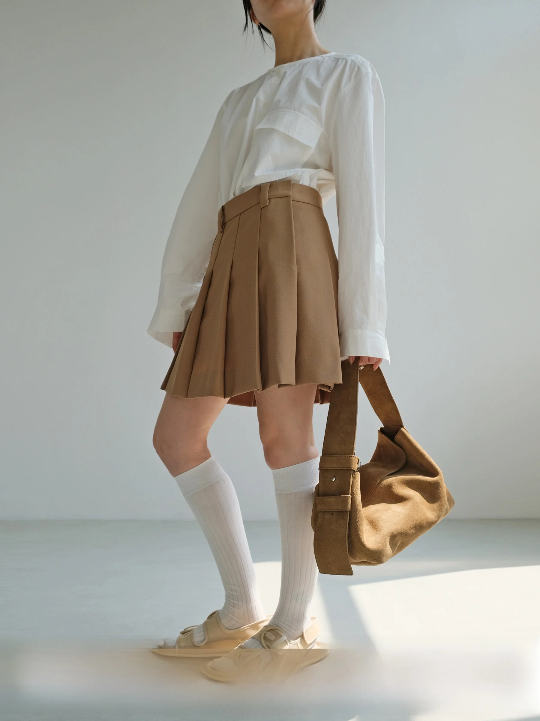 

Юбка Miu Sle для девочек из шерстяной ткани с высокой талией, А-силуэт, повседневная, простая, элегантная, для женщин