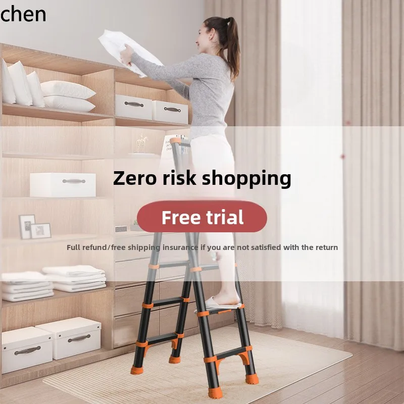 ZMLhousehold multi-functional folding indoor aluminum alloy herringbone small escalator shrink lift stairs