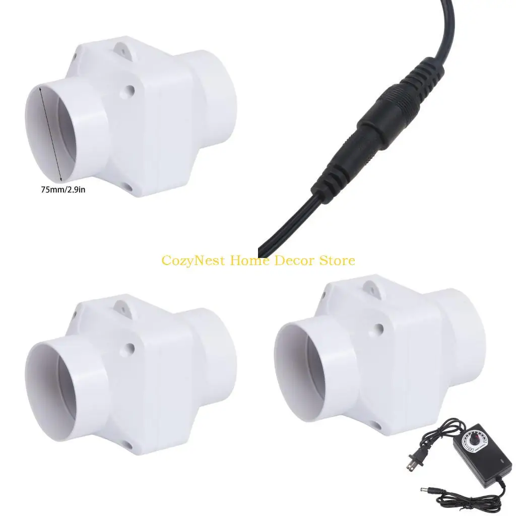 

92MF 75mm PVC Fan Metal Duct Exhaust Fan for Bathroom Toilet Air Ventilations