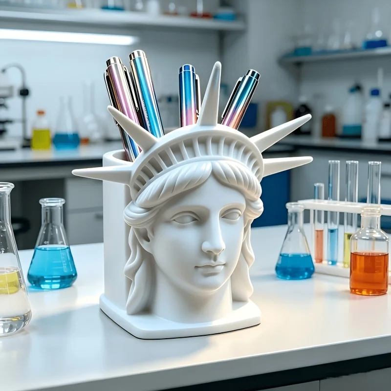 Creative Pen Holder 3D Printed Statue Stationery Office Desktop Storage Box and Student Stationery Organizer Office Accessories