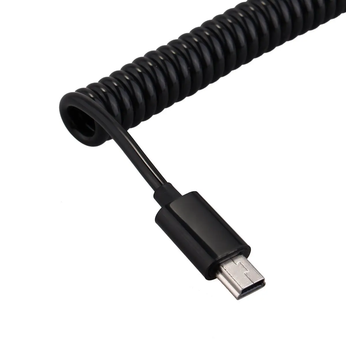 10Ft Spiral Coiled USB MINI 5 Pin  Male to USB 2.0 A male Cable