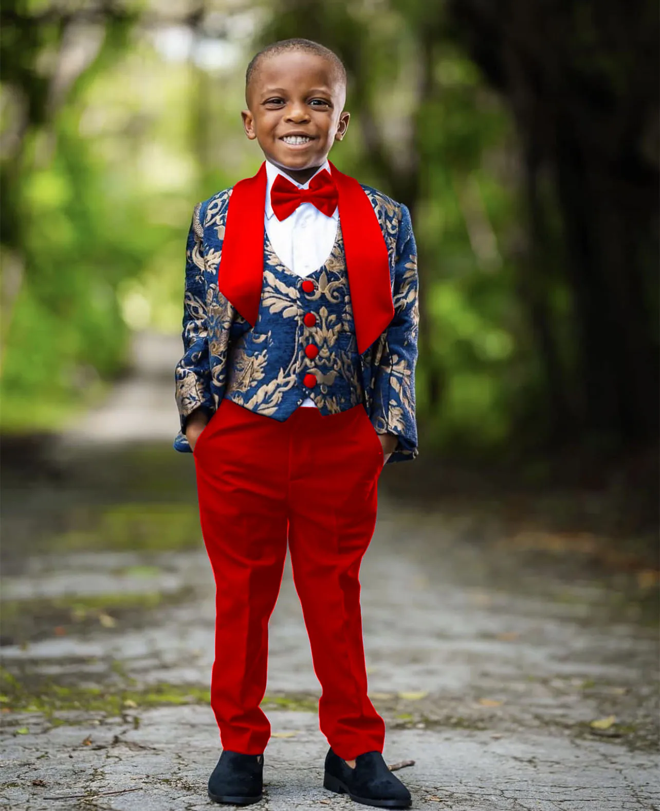 Boys Costume 3 Pieces Suit Children Wedding Suit For Boys Floral Blazer Kids Prom Suits Formal Clothes Boy\'s Evening Dresses