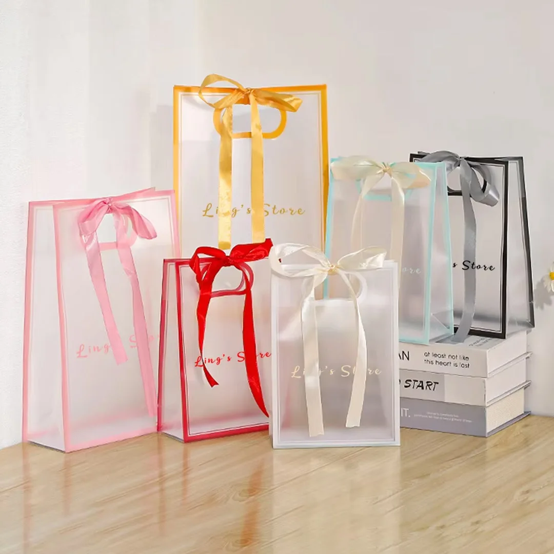 

50Pcs Personalized Logo PP Jewelry Gift Hanle Paper Bag Wedding Birthday Party Candy Packging For Cosmetic Lipstick Storage