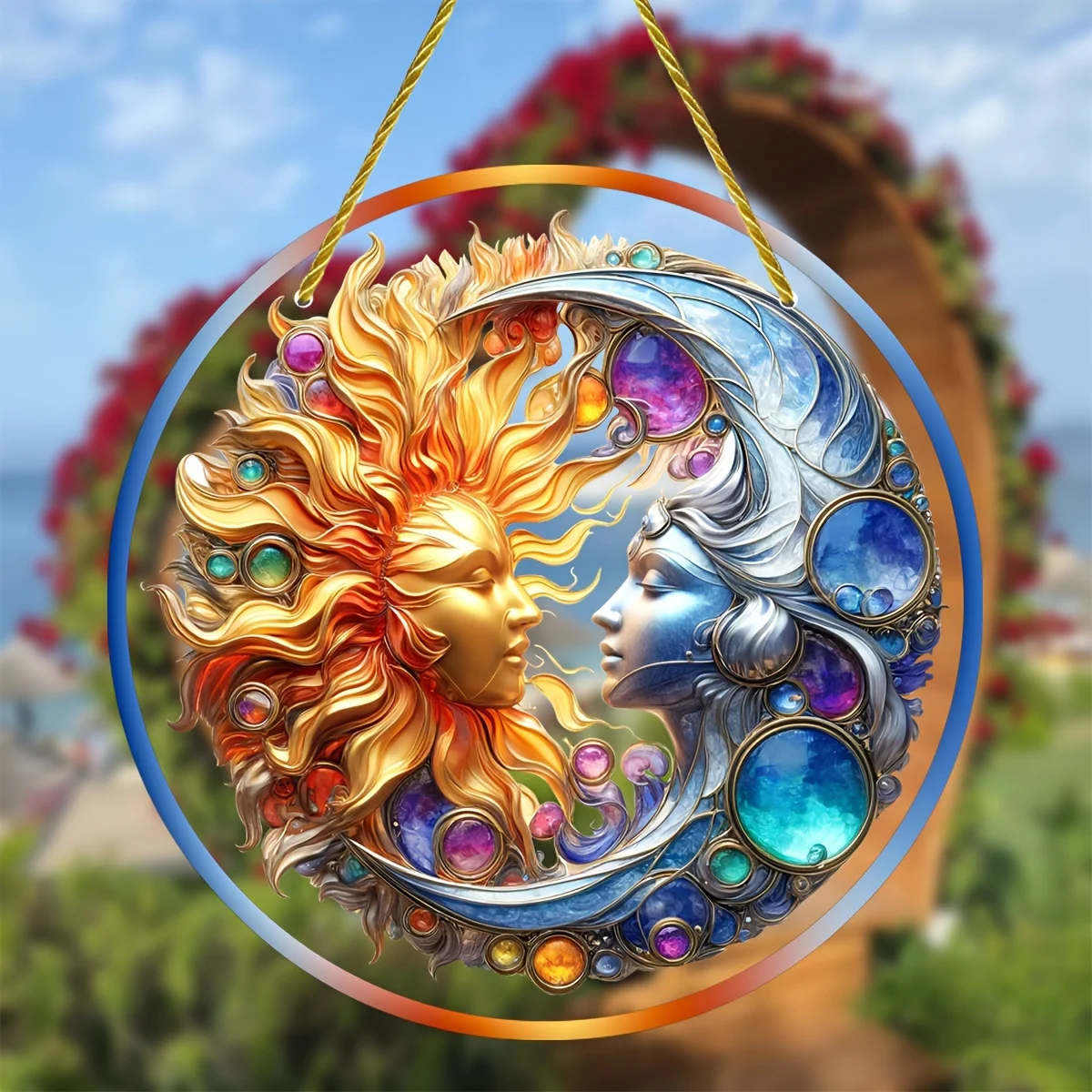 Sun And Moon Acrylic Light Catcher-A Unique Gift For Friends,Suitable For Any Season,All Season Home,Porch,Wreath Decor