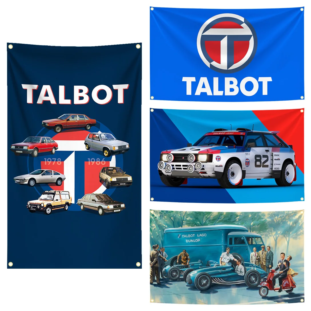 90x150cm TALBOTs Racing Car Flag Tapestry Polyester Digital Printing Banner for Garage Wall Art Out Door Decoration