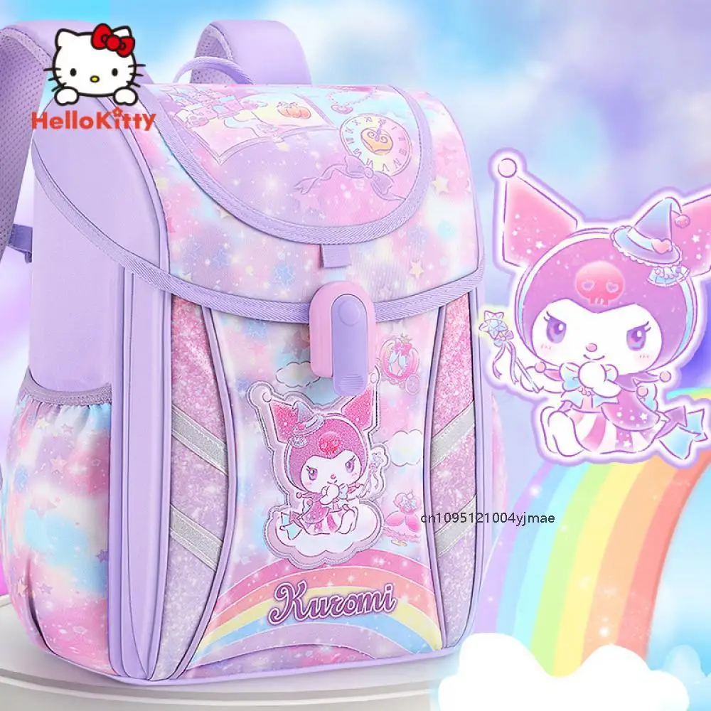 Sanrios Anime Kuromi Children Backpack Pupil School Children Stationery Schoolbag Cartoon Shoulder Bag High-End Gift Box Pack