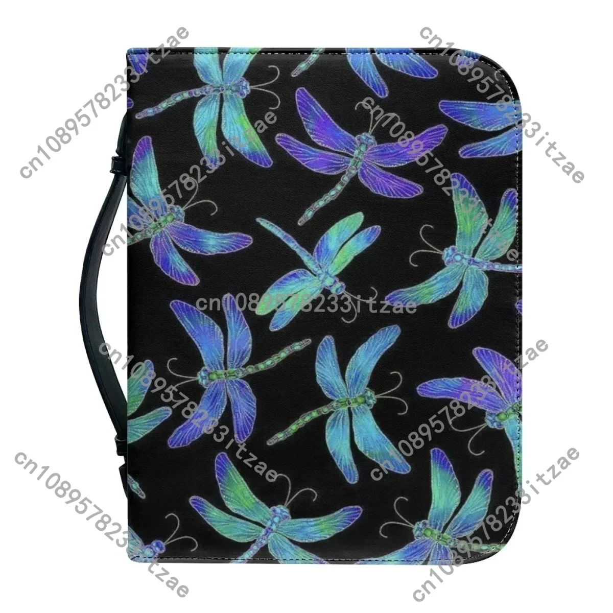 

Trendy Art Dragonfly Print Handbags for Women PU Bible Cover Practical Bible Storage Bags Protective Case Christian Bible Bag