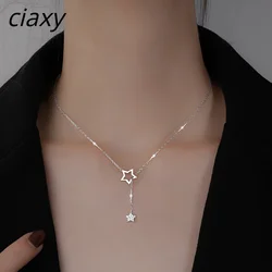 CIAXY Silver Color Zircon Stars Necklaces for Women Hollow Design Elegant Clavicle Chain Choker Luxury  Jewelry Gifts