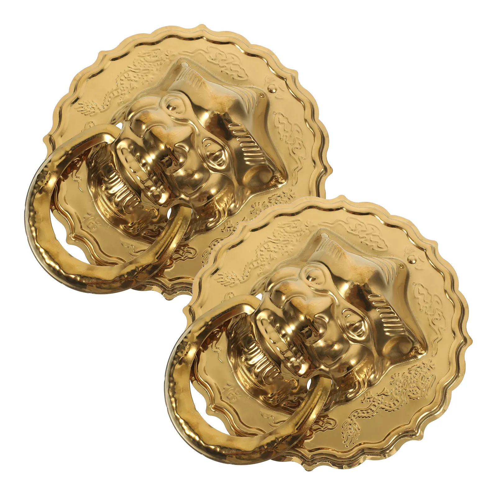 

2Pcs New Chinese Style Lion Head Large Pull Ring Vintage Door Knocker Front Door Handle Brass Decorative Home