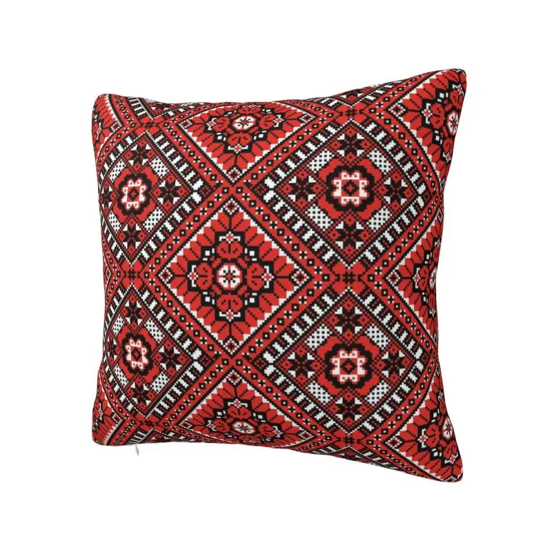 Custom Modern Ukrainian Traditional Embroidery Ornament Cushion Cover for Sofa Velvet Ukraine Boho Ethnic Pillow Case Decoration