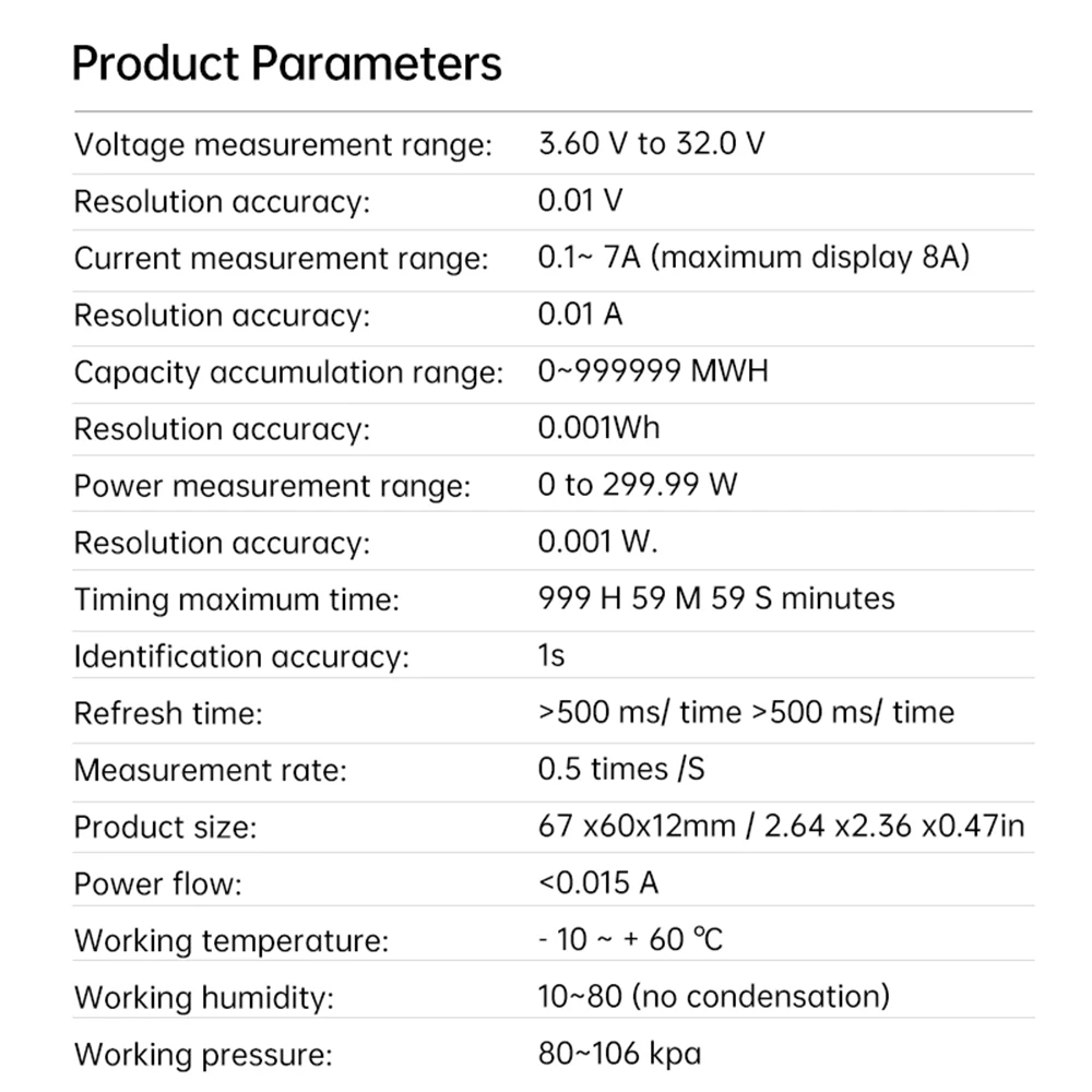 جهاز اختبار الشحن السريع USB متعدد الوظائف، شاشة LED، الجهد الحالي، قدرة الطاقة، المقاومة، المراقبة في الوقت الحقيقي مع الحماية #4