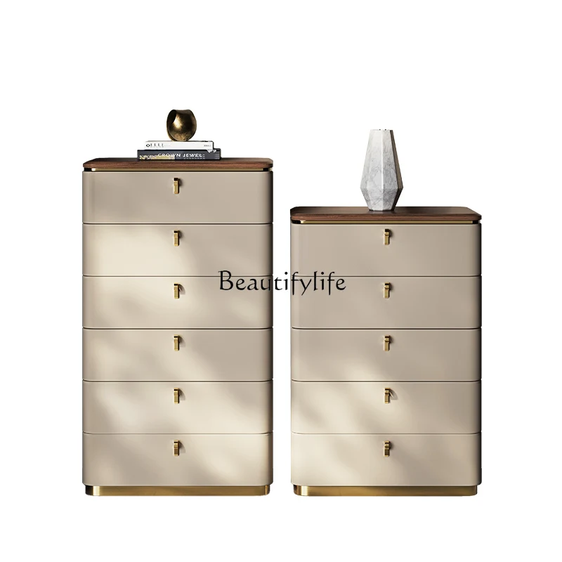 

Light luxury walnut solid wood locker high-end living room high-end cabinet