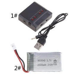 3.7V 2000mAh Lipo Battery 903048 Li-ion Battery/Charger RC Quadcopter Repair Spare Parts for KY601S H11D H11C RC Drones