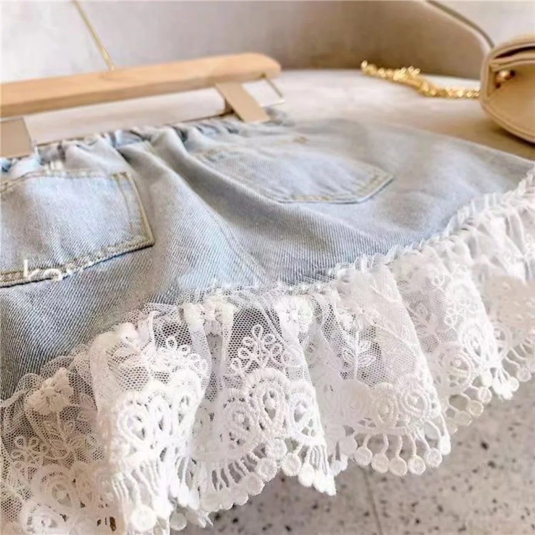 Immagine 4: Nuova Gonna Corta Estiva 2026 in Denim con Pizzo Dolce per Ragazze, Versatile e di Tendenza
