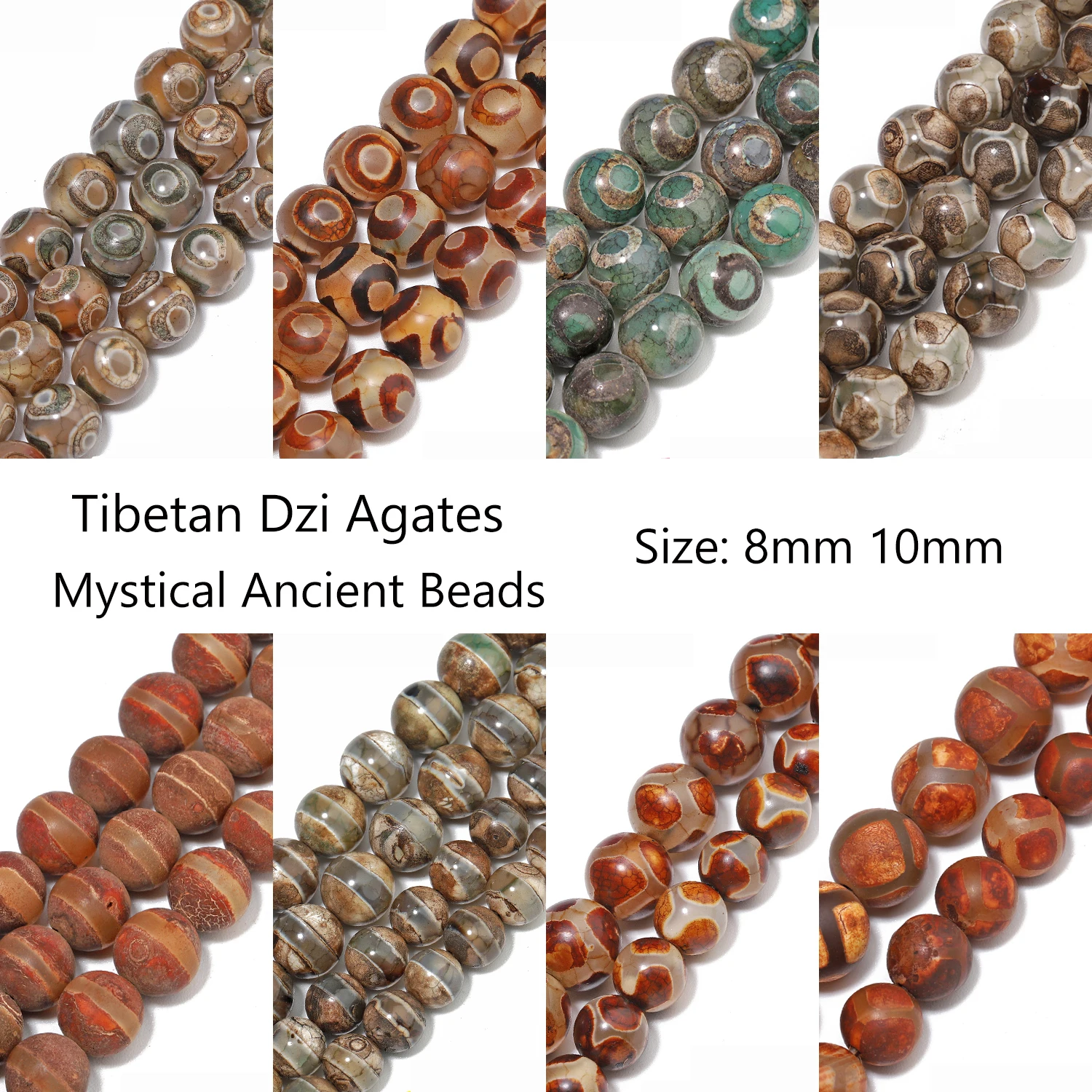 Natural Stones Tibetan Dzi Agate Beads Prayer Mystical Ancient Round Onyx Bead for Jewelry Making DIY Vintage Bracelet Accessory