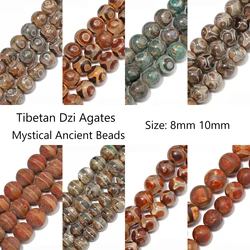 Natural Stones Tibetan Dzi Agate Beads Prayer Mystical Ancient Round Onyx Bead for Jewelry Making DIY Vintage Bracelet Accessory