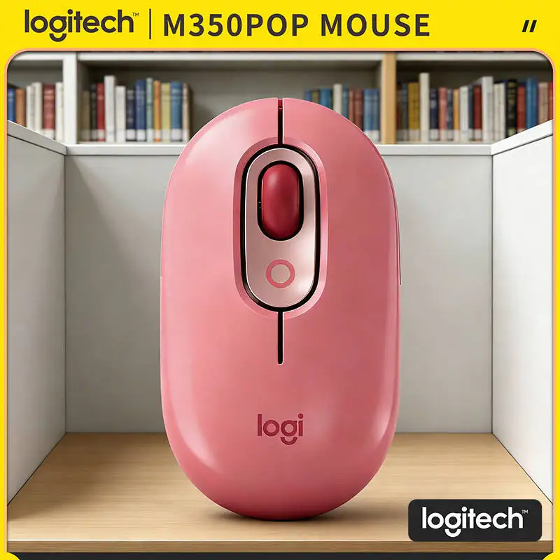 

Портативная мышь Logitech M350 POP Bluetooth USB с 90% шумоподавлением, 18 месяцев автономной работы, для ежедневной работы, дома и путешествий
