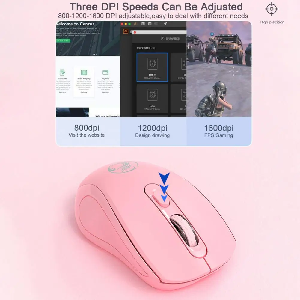 

Wireless Mice Useful DPI Adjustable Stylish Outlook Computer Accessories