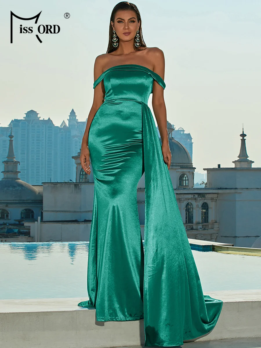 

Missord 2026 Summer Green Floor Length Satin Wedding Birthday Party Formal Occasion Perform Chic Elegant Dresses