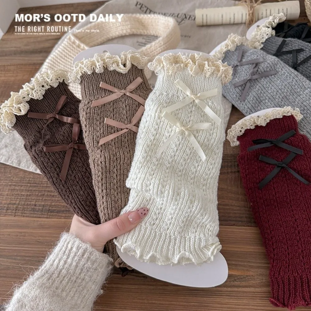 New Solid Color Leg Warmers Knitted Thickened Middle Tube Socks Harajuku Lolita Mid-Calf Sock Autumn and Winter