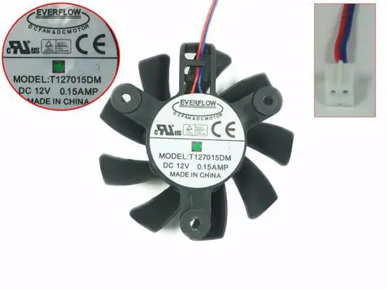 

Everflow T127015DM Server Round Fan DC 12V 0.15A Dia. 65mm C.T.C 47mm 2-Wire